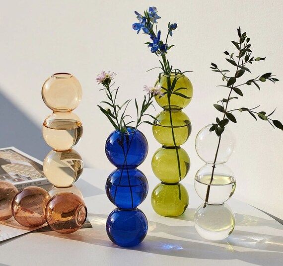 Colorful Bubble Glass Bud Vases | Etsy (US)