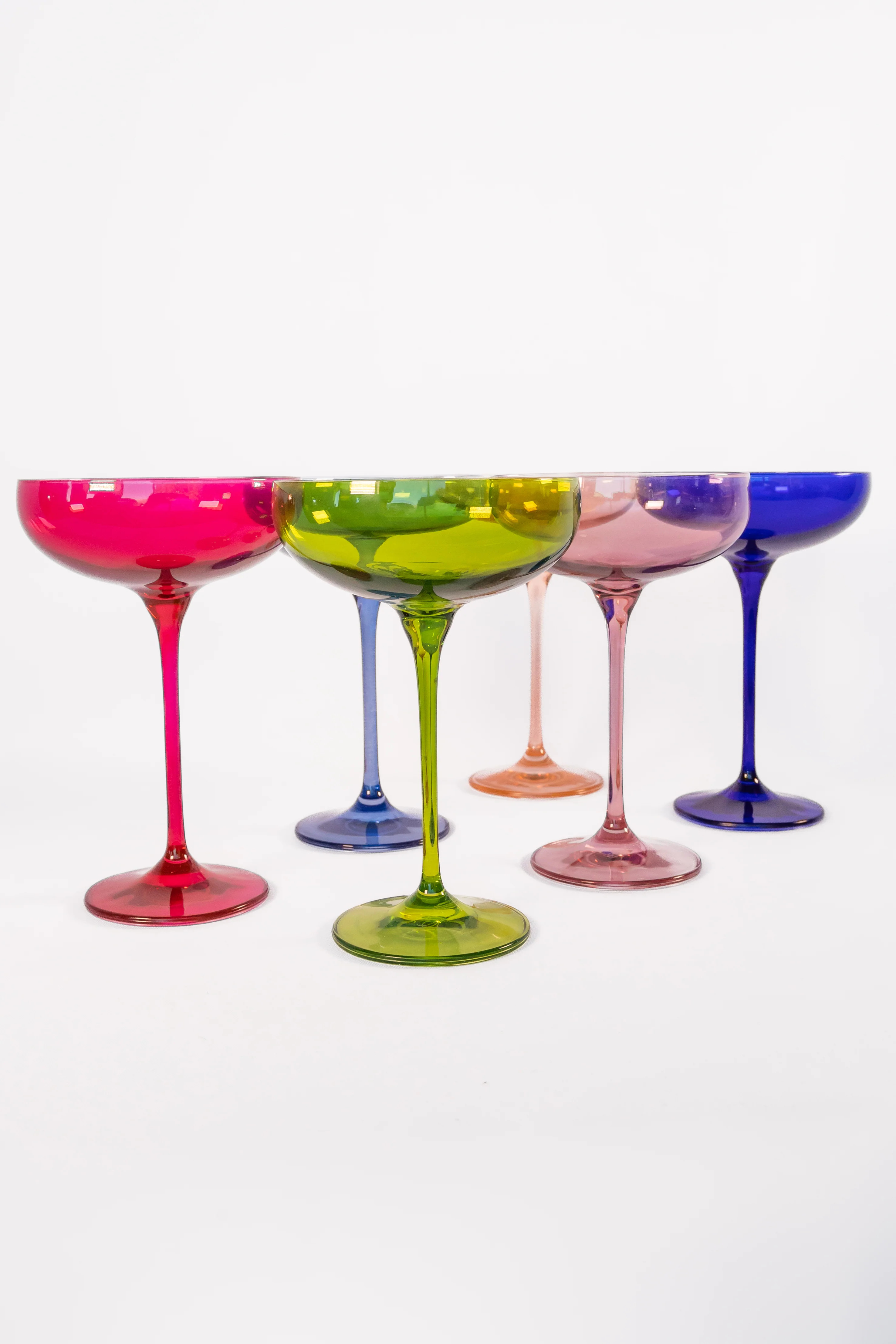 Estelle Colored Champagne Coupe Stemware - Set of 6 {Mixed Set} | Estelle Colored Glass