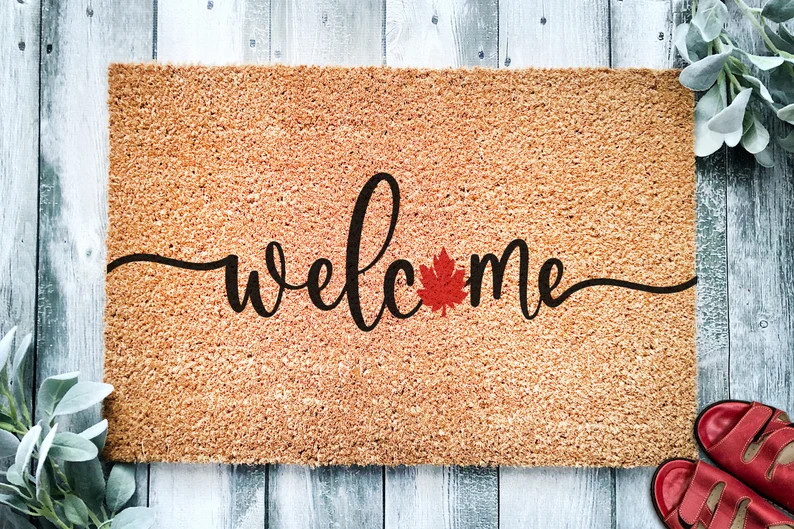 Welcome Fall Leaf Door Mat  Autumn Rustic Fall Doormat  - Etsy | Etsy (US)