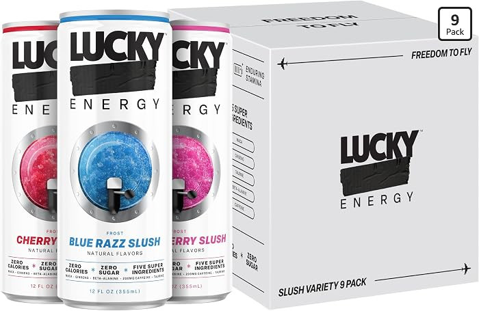 Lucky Energy Drink Slush Variety, Zero Calories, 200mg Caffeine, 9 Pack | Amazon (US)