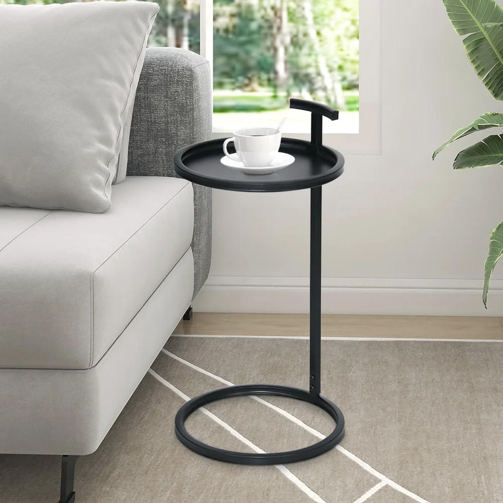 Abble 12" Matte Black Round Metal C Table - Walmart.com | Walmart (US)