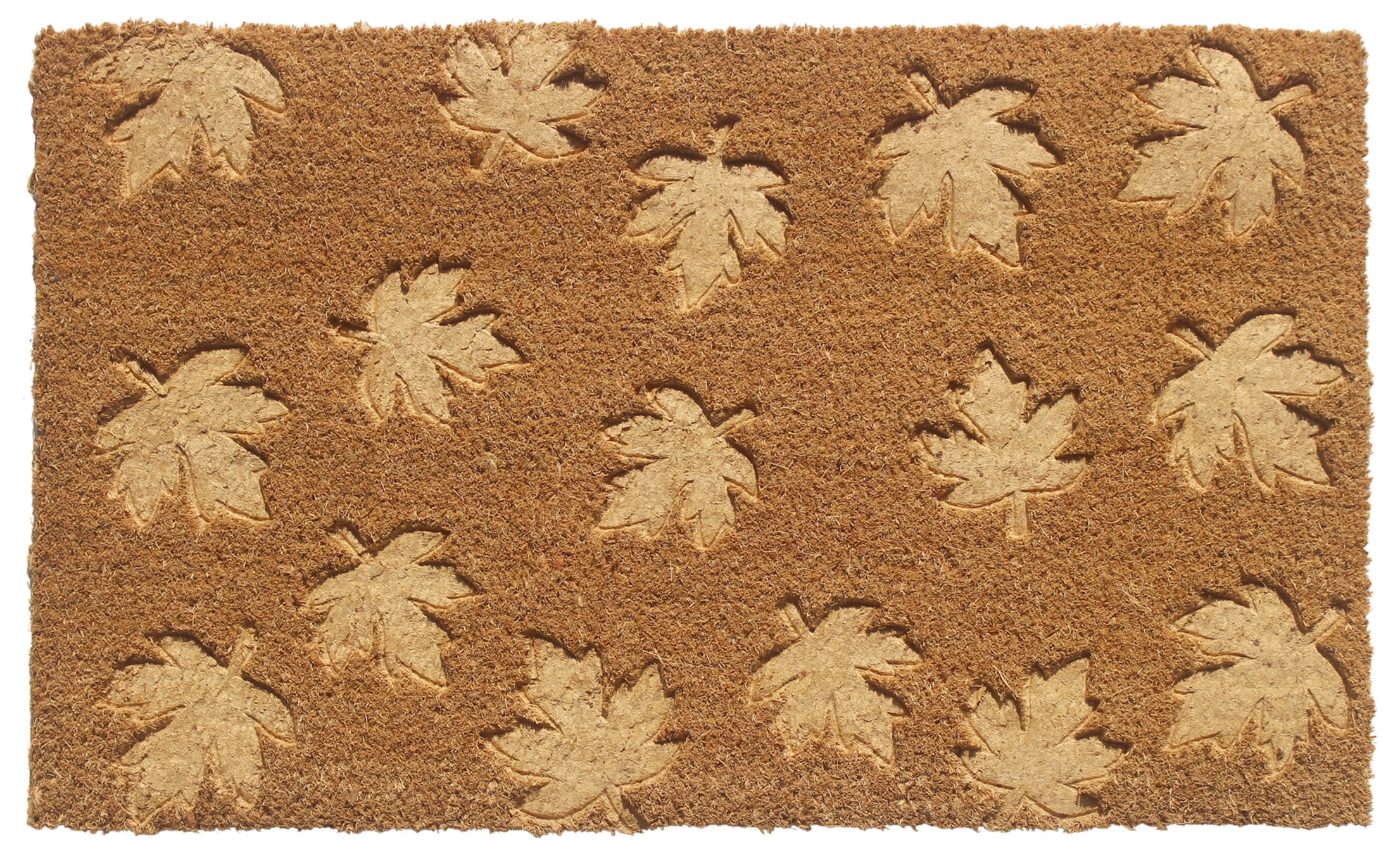 RugSmith Anti-Slip PVC Coir Machine Doormat Tufted Leaf, Natural, 18"x30" | Walmart (US)
