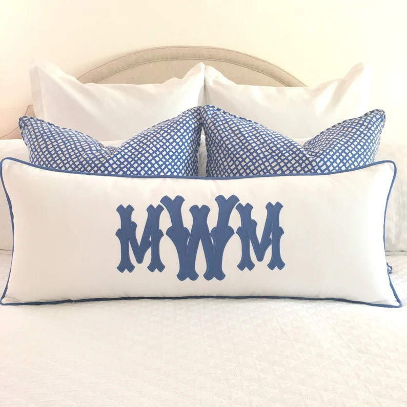 14 X 36 Monogrammed Appliquéd Pillow Cover - Etsy | Etsy (US)