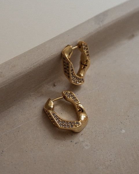 Pave Cuban Link Hoops- Gold (Ships Late March) | LUV AJ
