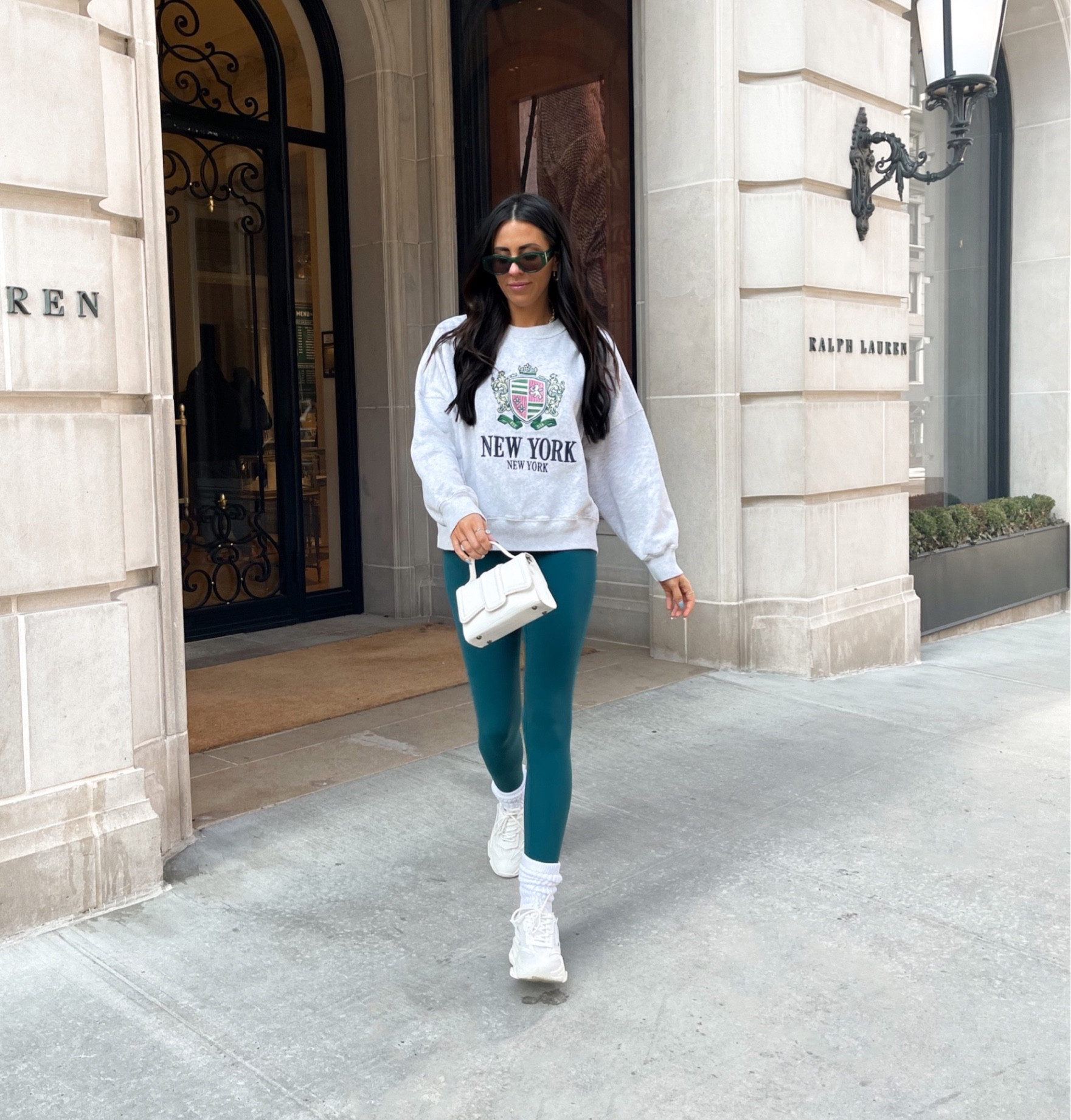 Travel outfit or weekend casual athleisure wear — platform sneakers (size up half size), Abercrombie crewneck  (wearing a large for oversized fit), and leggings 

#LTKFind #LTKshoecrush #LTKstyletip