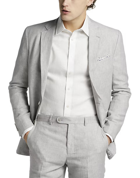 JOE Joseph Abboud Linen Slim Fit Suit Separates Jacket, Light Gray | The Men's Wearhouse