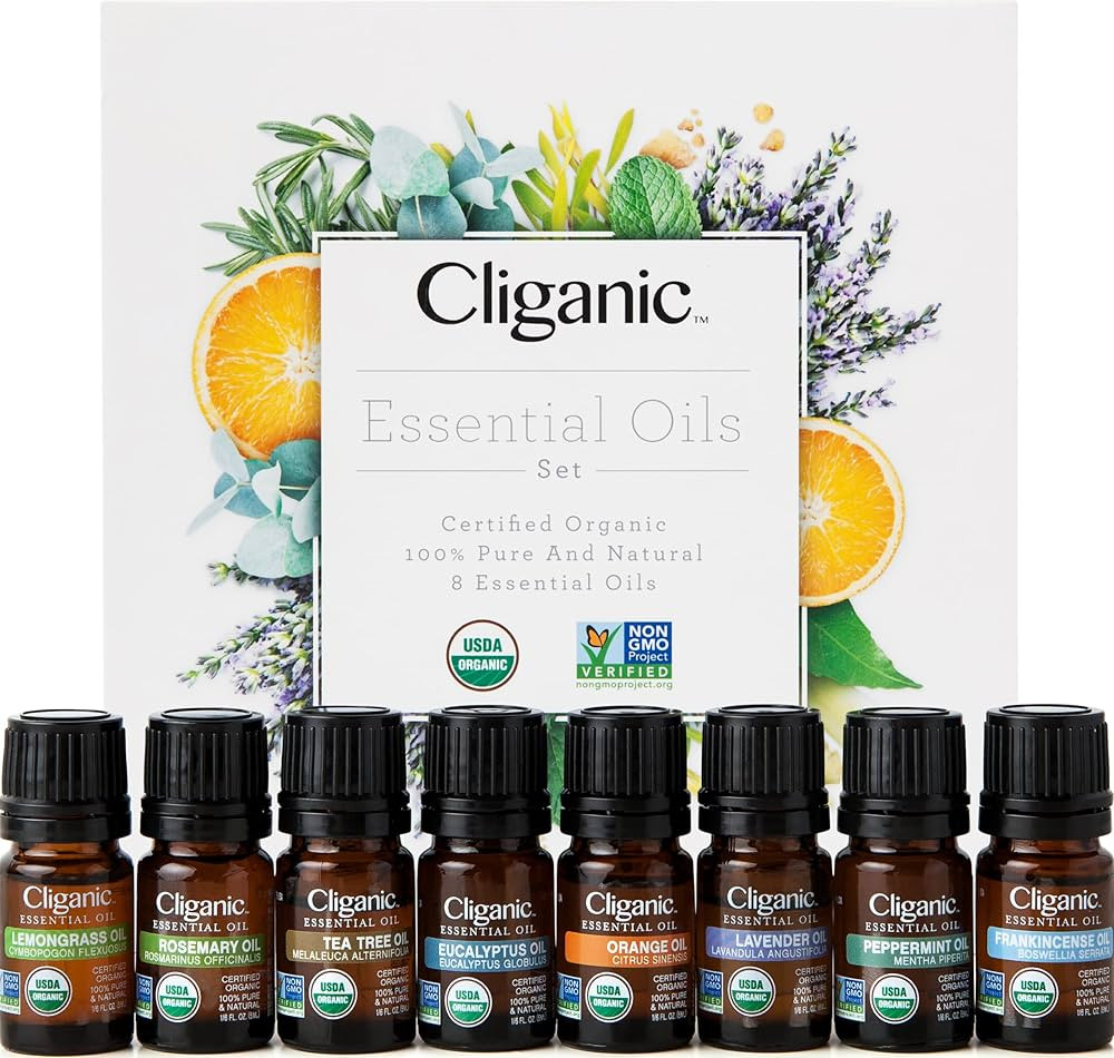 Cliganic Organic Aromatherapy Essential Oils Gift Set (Top 8), 100% Pure - Peppermint, Lavender, ... | Amazon (US)