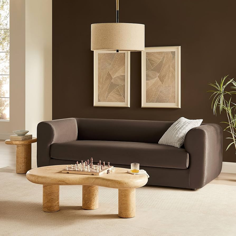 Modway Leif Performance Velvet Upholstered Sofa \u2013 89 Inch Modern Tuxedo Sofa \u2013 Comfy 3 ... | Amazon (US)