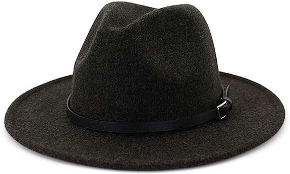 Lisianthus Womens Classic Wool Fedora with Belt Buckle Wide Brim Panama Hat | Amazon (US)