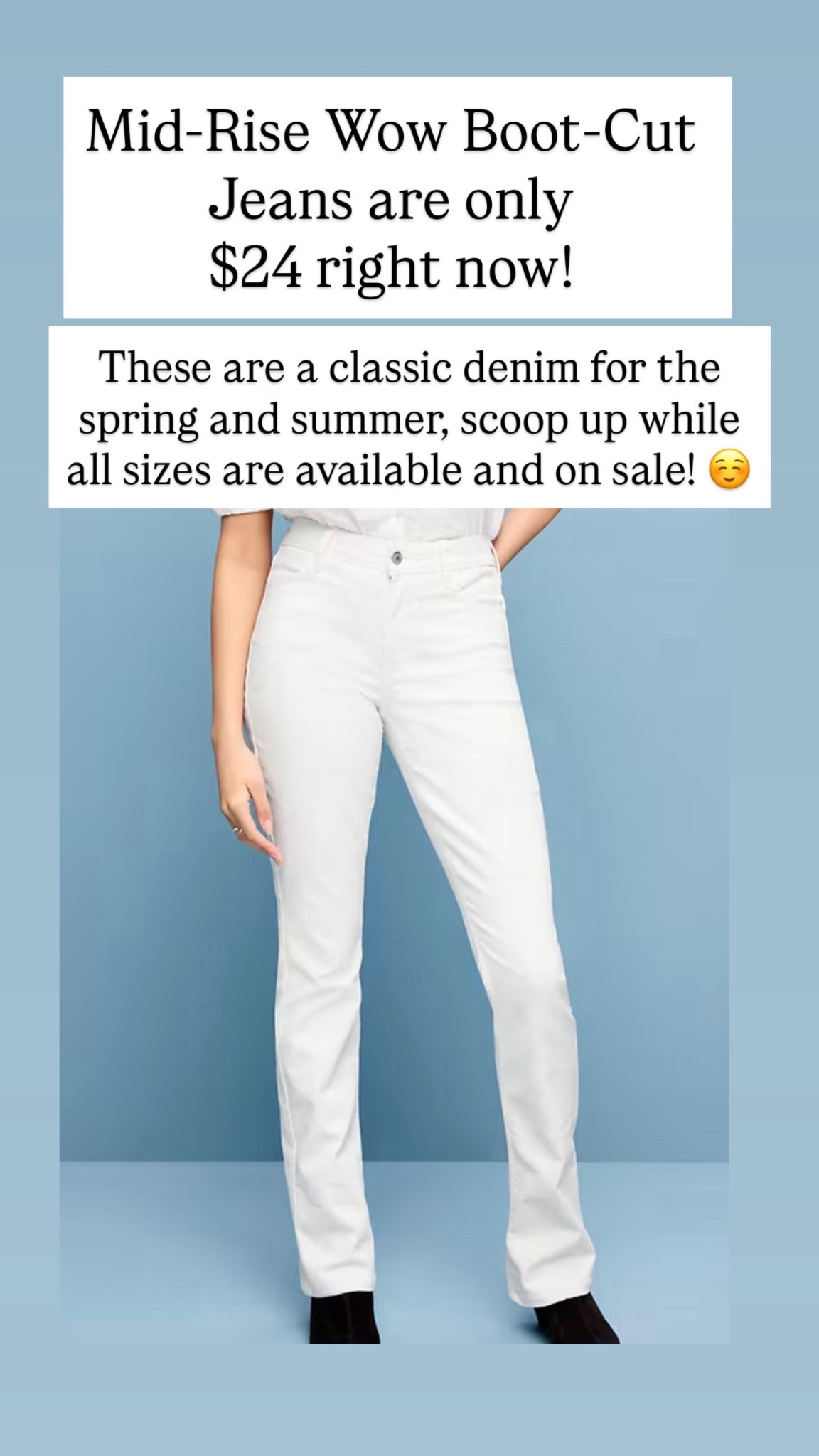 These are the most classic spring and summer denim. Only $24 for these white jeans right now.

#LTKSaleAlert