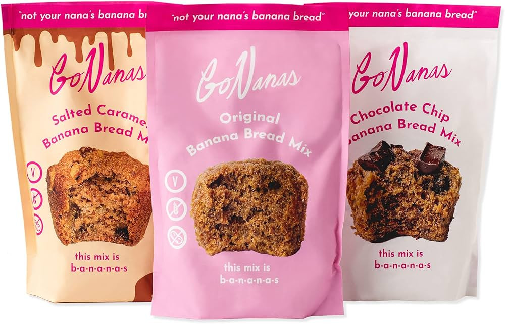 GoNanas Banana Bread Mix Variety Pack. Vegan, Gluten Free Healthy Snacks. Oat Flour Banana Bread ... | Amazon (US)
