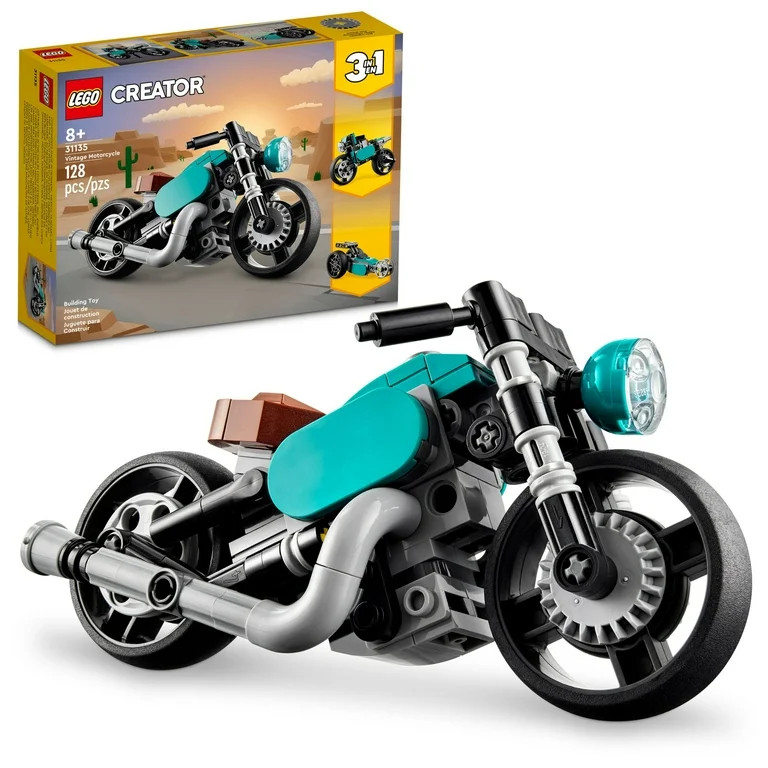 LEGO Creator 3 in 1 Vintage Motorcycle Set 31135, Classic Motorcycle Toy to Street Bike to Dragst... | Walmart (US)