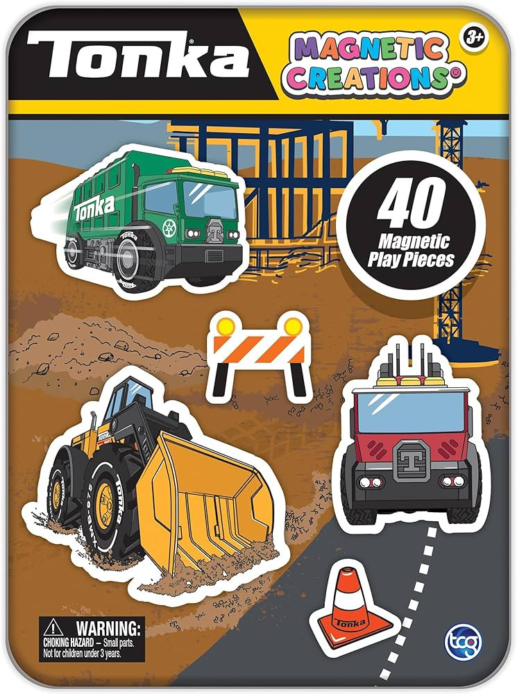 TCG Toys Tonka Magnetic Creations Tin with 40 Magnetic Play Pieces in Tin That Doubles As Storage... | Amazon (US)