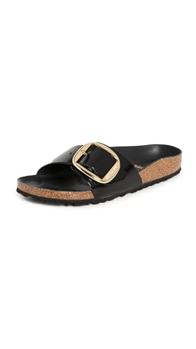 Birkenstock Women's Madrid Big Buckle Sandals, High Shine Black, 6-6.5 Medium US | Amazon (US)