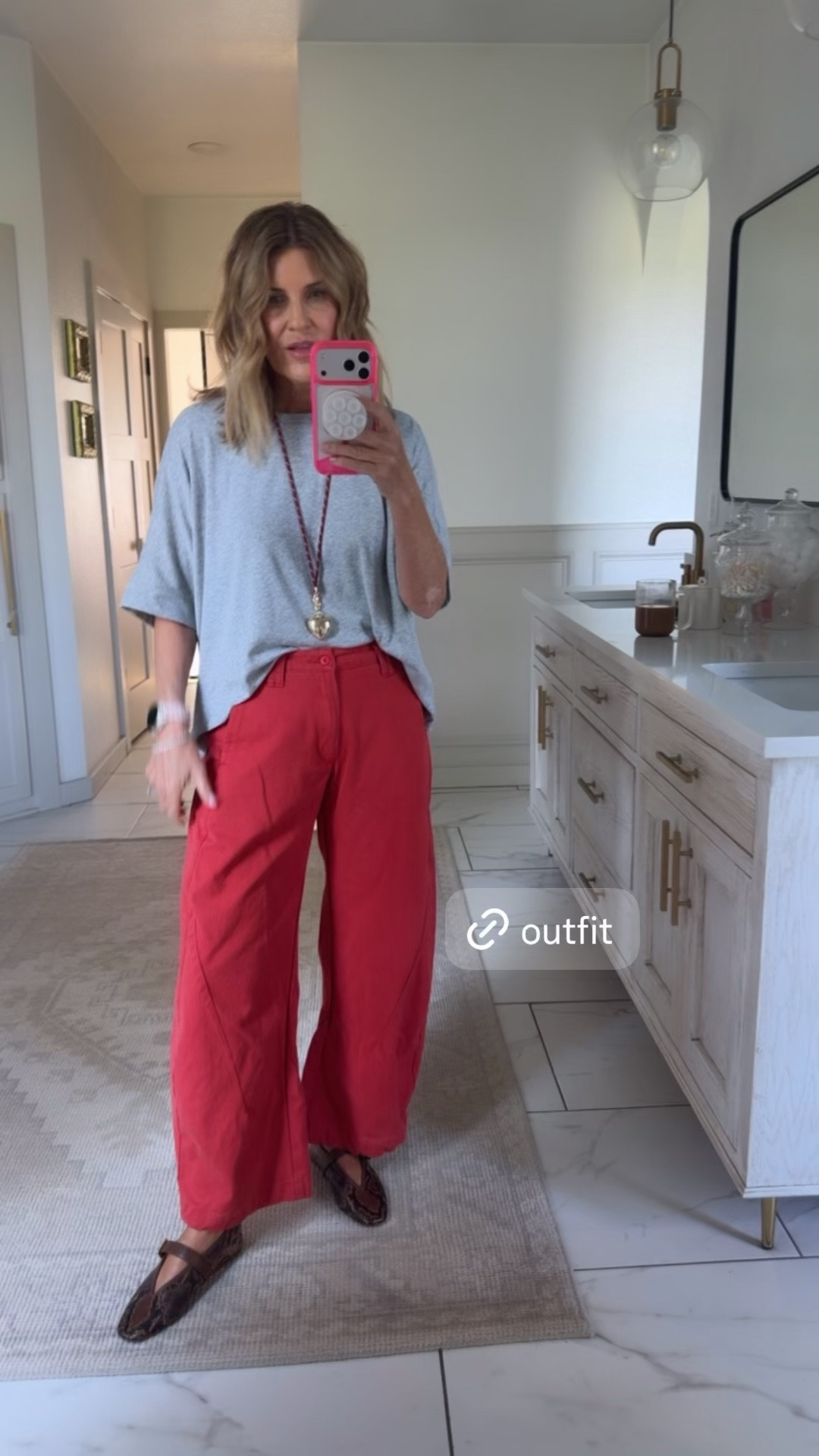 I’m wearing a medium top and size small jeans 
Shoes: if between sizes, size up

#LTKOver40