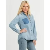 Jessica Simpson Women's Embellished Two Tone Denim Shirt with Long Sleeves, Sizes XS-XL | Walmart (US)