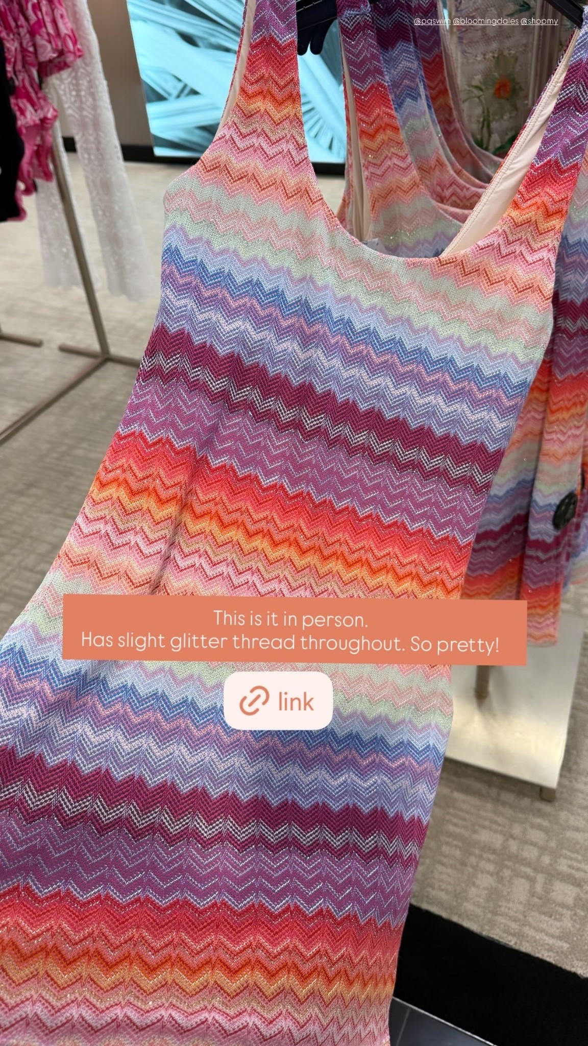 Love this swim cover up!  It’s got slight glitter throughout that looks so pretty and love the colors!  


@pqswim @bloomingdales @shopmy  This is it in person. 
Has slight glitter thread throughout. So pretty!
