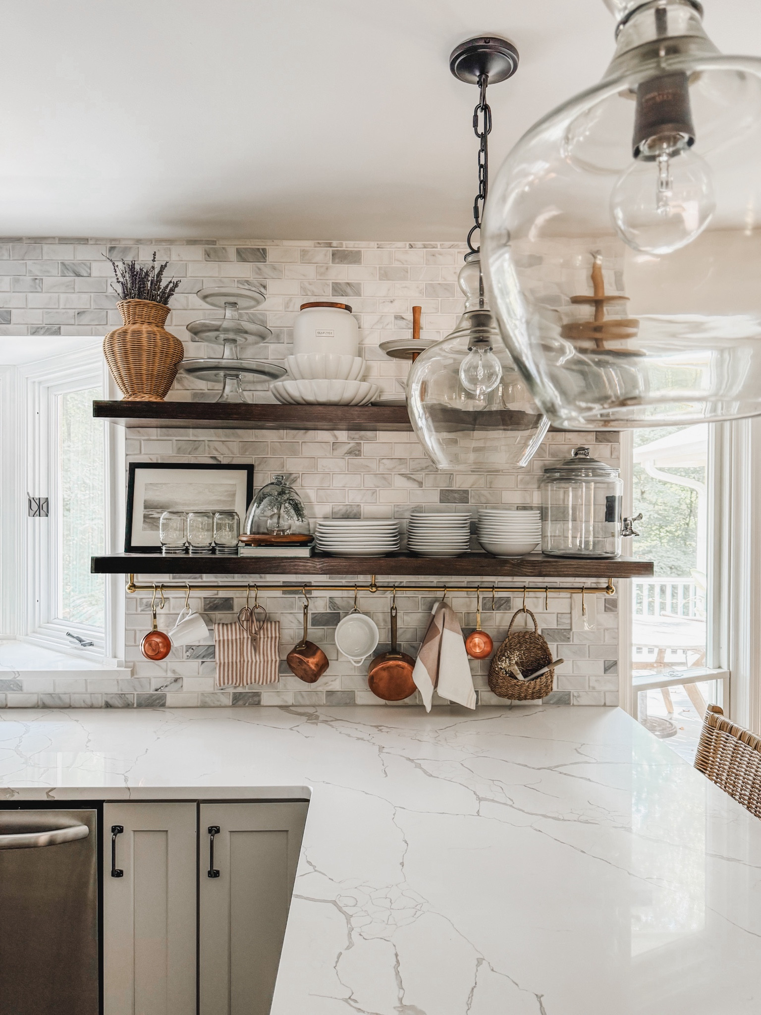 My favorite part in the entire kitchen is the open shelving with unlacquered brass pot rack 

#brasspotrack #openshelves

#LTKHome #LTKStyleTip