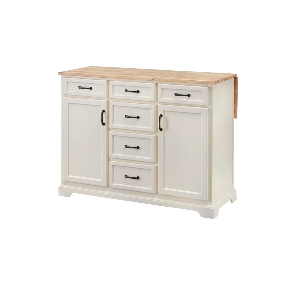 Home Decorators Collection Home Decorators Collection Ivory Kitchen Island with Natural Butcher B... | The Home Depot