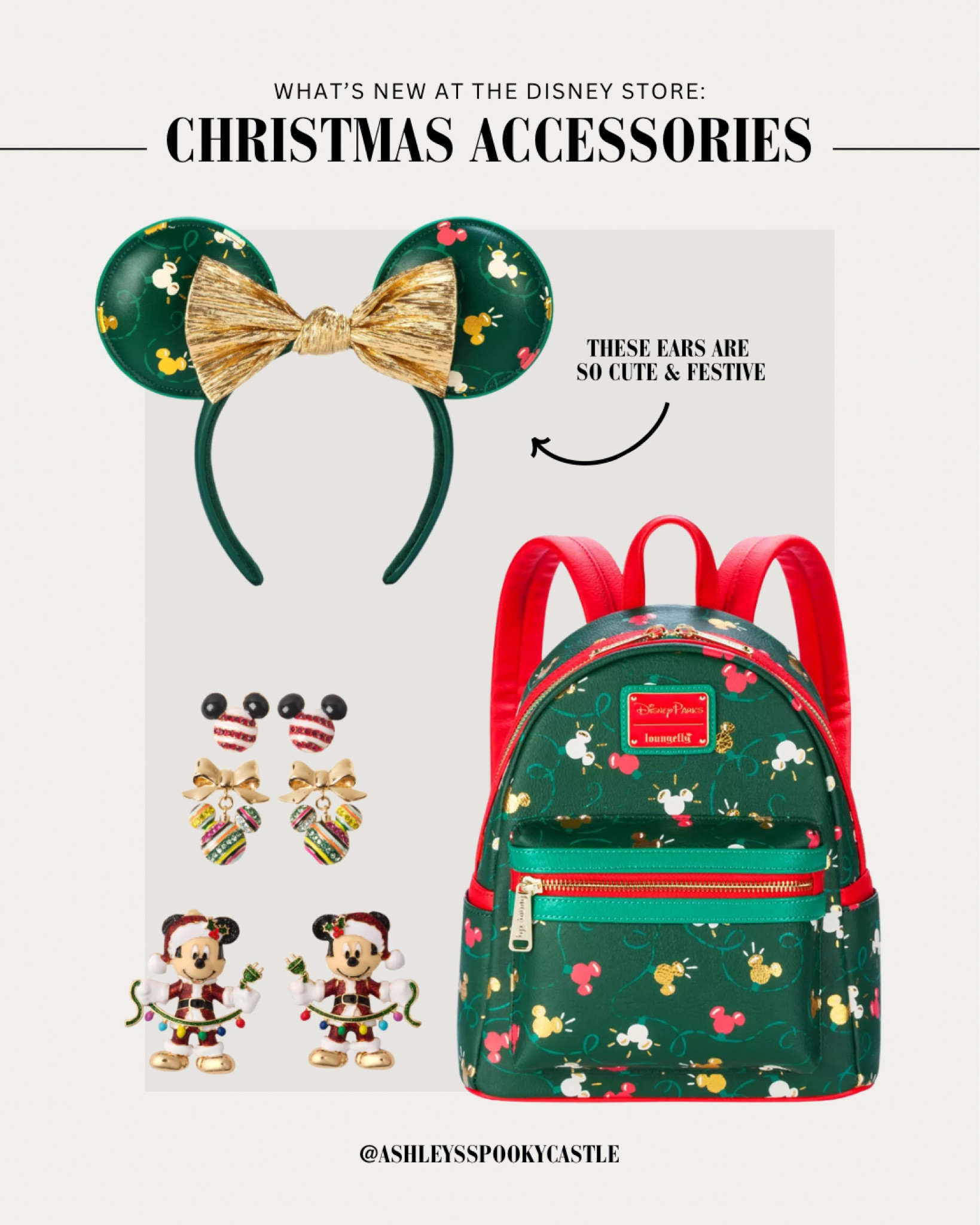 New Christmas Minnie Ears, Loungefly backpack and earrings at The Disney Storee

#LTKSeasonal #LTKFindsUnder100 #LTKStyleTip