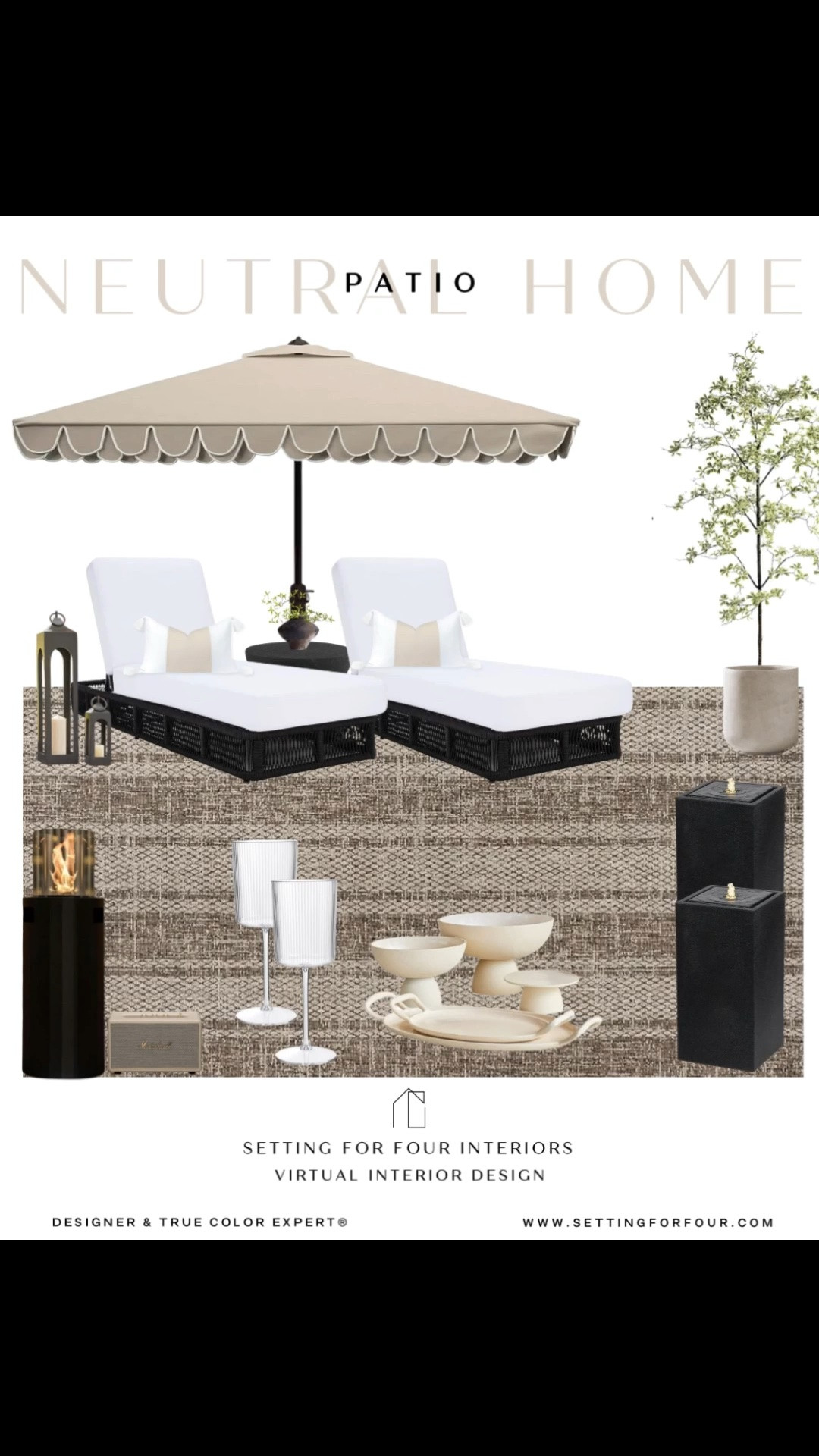 Relaxing and elevated Amazon summer patio-  furniture and decor ideas, neutral aesthetic,chairs loungers, area rug, water fountain, outdoor olive tree, fire column, acrylic dishes and glasses, patio table, outdoor table, backyard, Pottery Barn style,

#LTKsummer #LTKhome #LTKsale