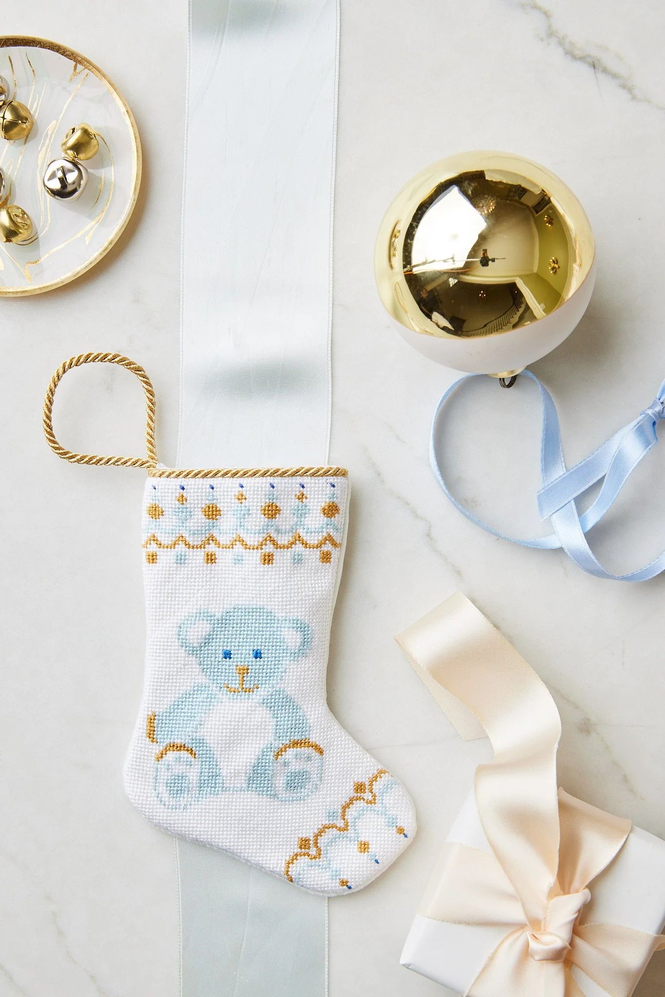 Bear-y Christmas in Blue Bauble Stocking by Shuler Studio | Loozieloo