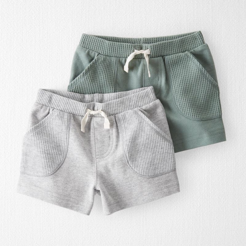 Baby 2-Pack Organic Cotton Waffle Knit Shorts | Carter's