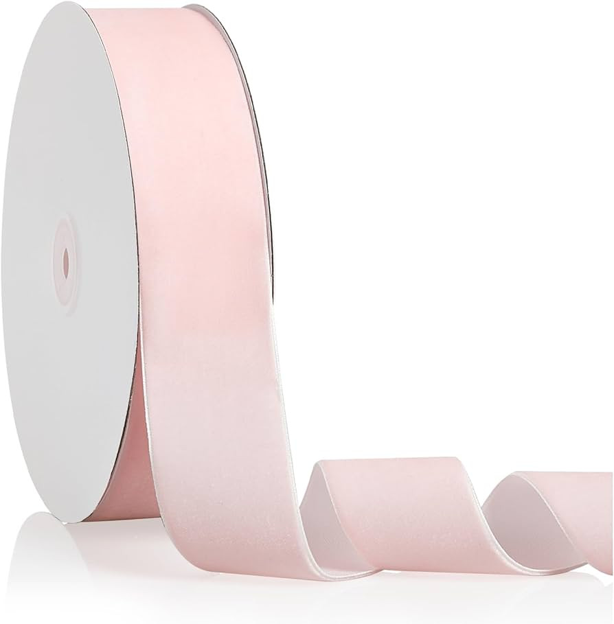 Baby Pink Velvet Ribbon 1.5 inch x 20 Yards, Christmas Ribbon Perfect for Christmas Tree Wreath F... | Amazon (US)