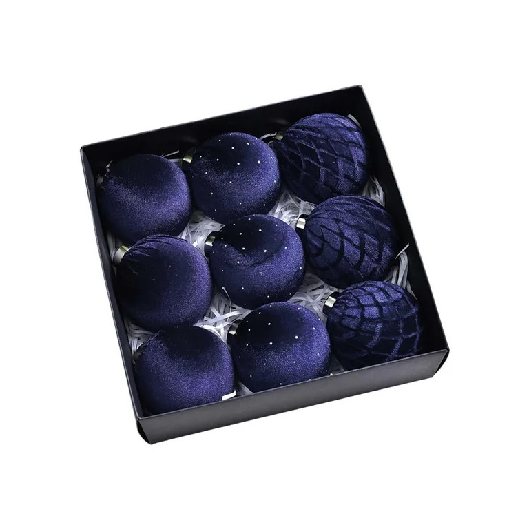 Velvet Christmas Ornaments Balls, Flocked Shatterproof Decorative Hanging Bulbs Balls Xmas Tree O... | Walmart (US)