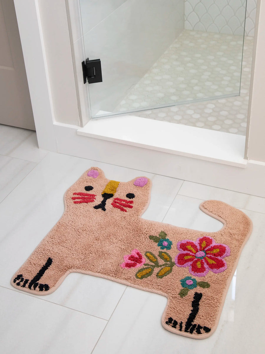Tufted Cotton Bath Mat - Cat | Natural Life