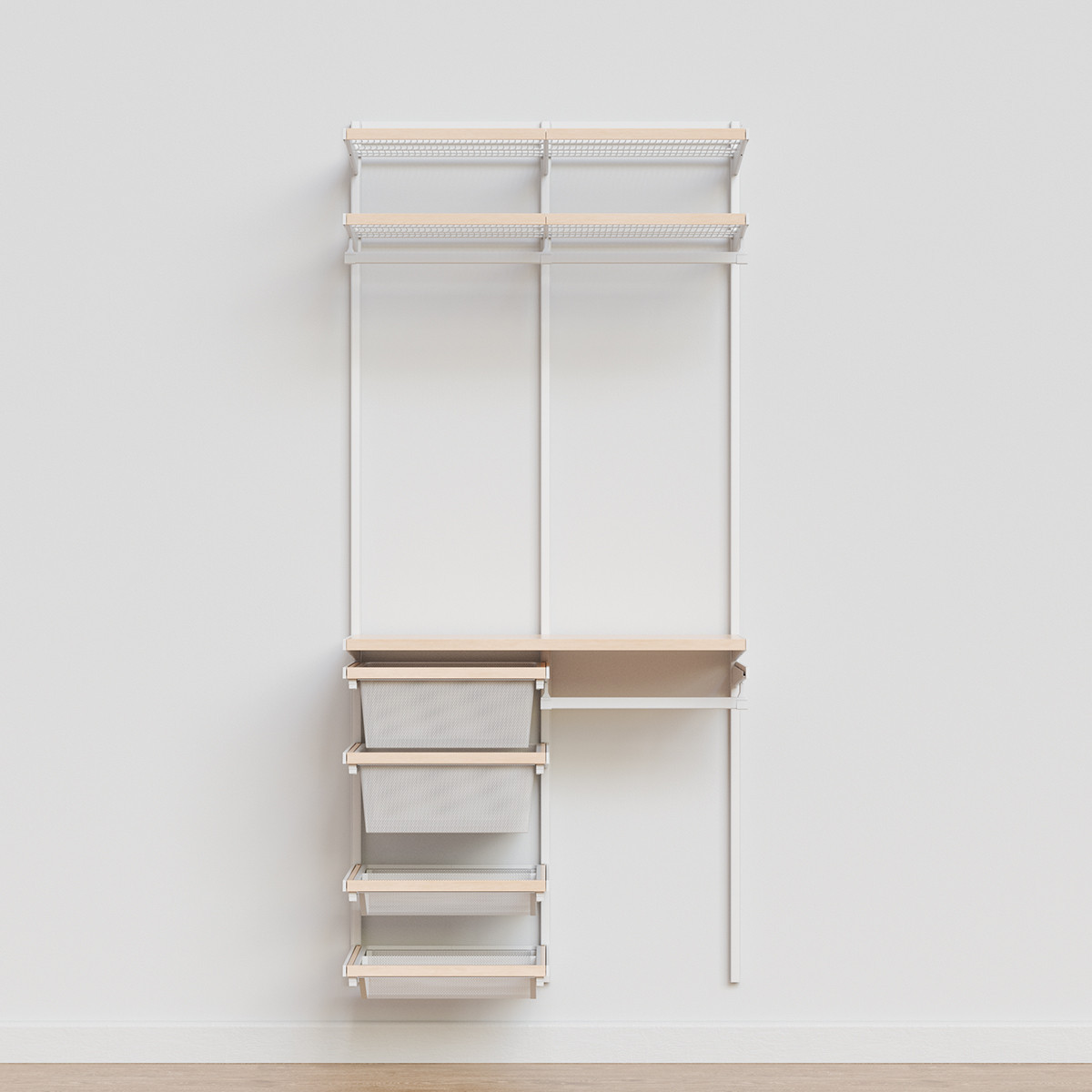 Decor+ by Elfa 3' Closet with Mesh Drawers | The Container Store