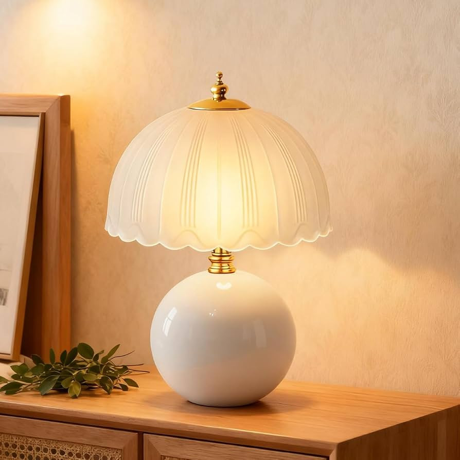 LONRISWAY Mushroom Table Lamp for Bedroom, Small Bedside Ceramic lamp for Living Room Nightstand,... | Amazon (US)
