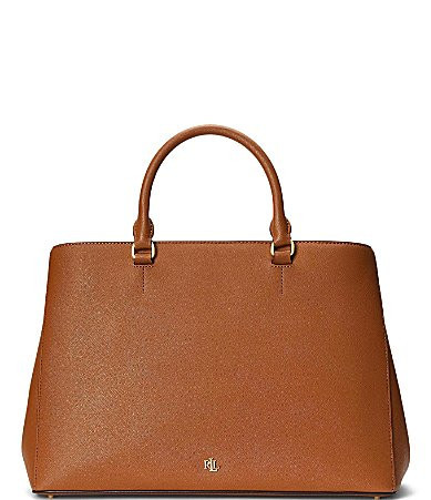 Lauren Ralph Lauren Crosshatch Leather Large Hanna Satchel Bag - Lauren Tan | Dillard's