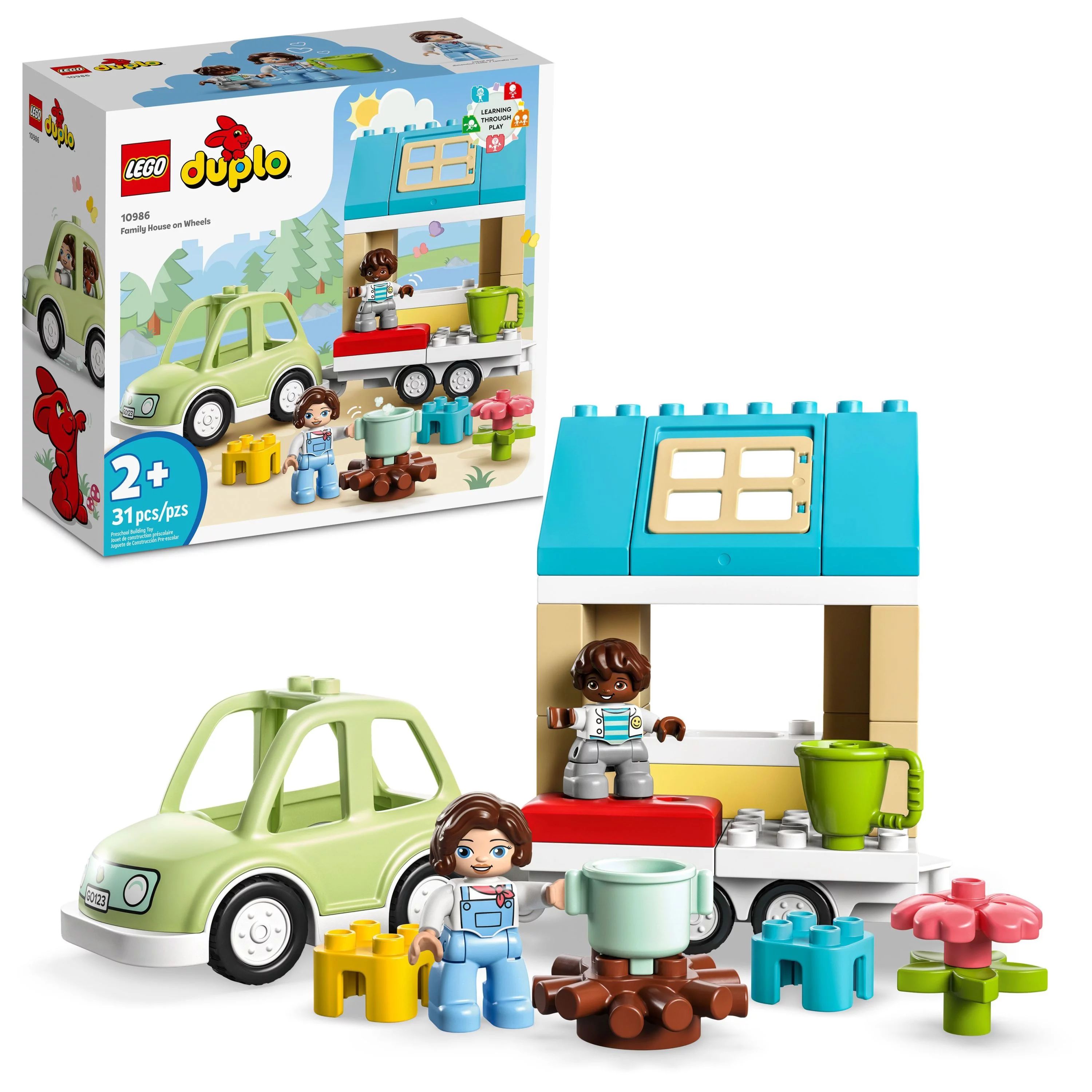 LEGO DUPLO Town Family House on Wheels Toy with Car 10986 | Walmart (US)