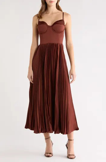 Elyssa Bustier Pleated Satin Dress | Nordstrom
