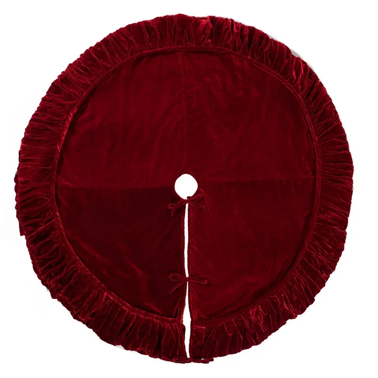 60" Plush Red Velvet Christmas Tree Skirt - Walmart.com | Walmart (US)