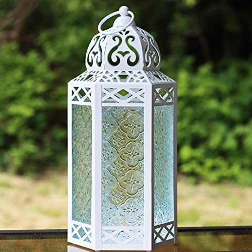 Vela Lanterns Moroccan Candle Lantern Decorative Holder with White LED Fairy String Lights, Medium | Amazon (US)