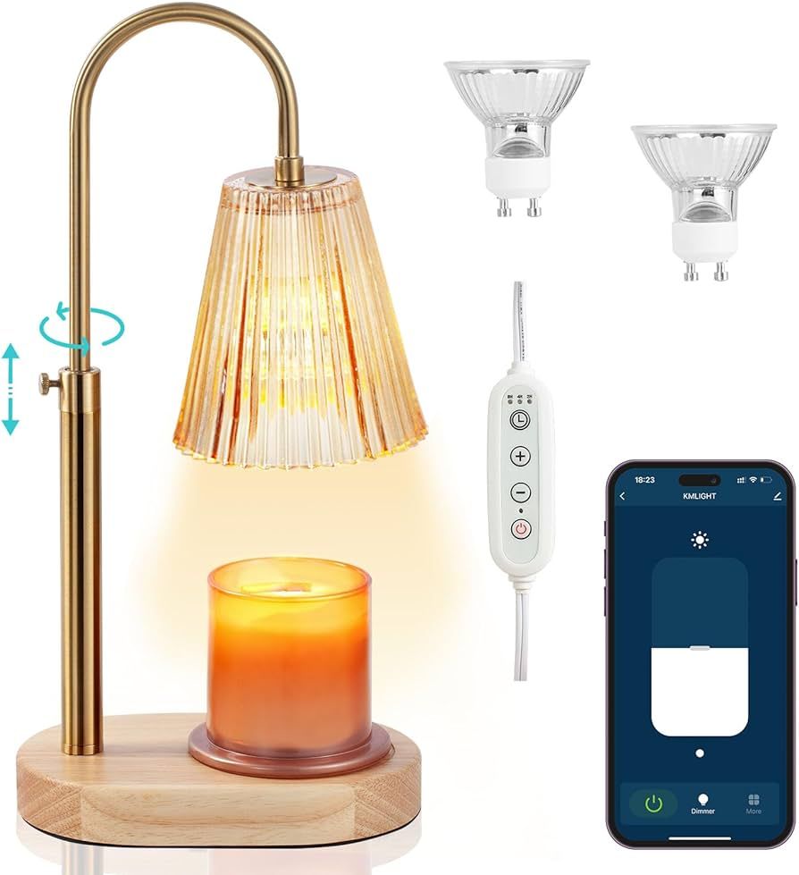 Aegci Electric Candle Warmer Lamp App Supported with Timer and Stepless Dimmer-Hardwood,Adjustabl... | Amazon (US)