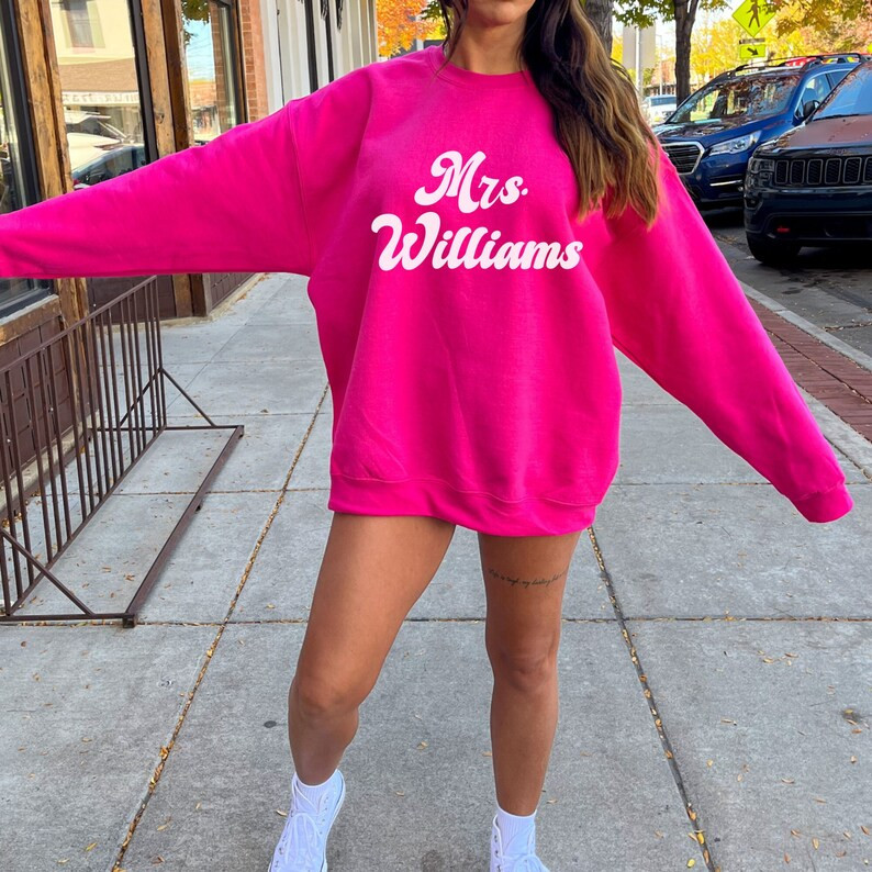 Retro Custom Bride Sweatshirt Personalized Mrs Crewneck Honeymoon Sweatshirt Custom Last Name Tre... | Etsy (US)