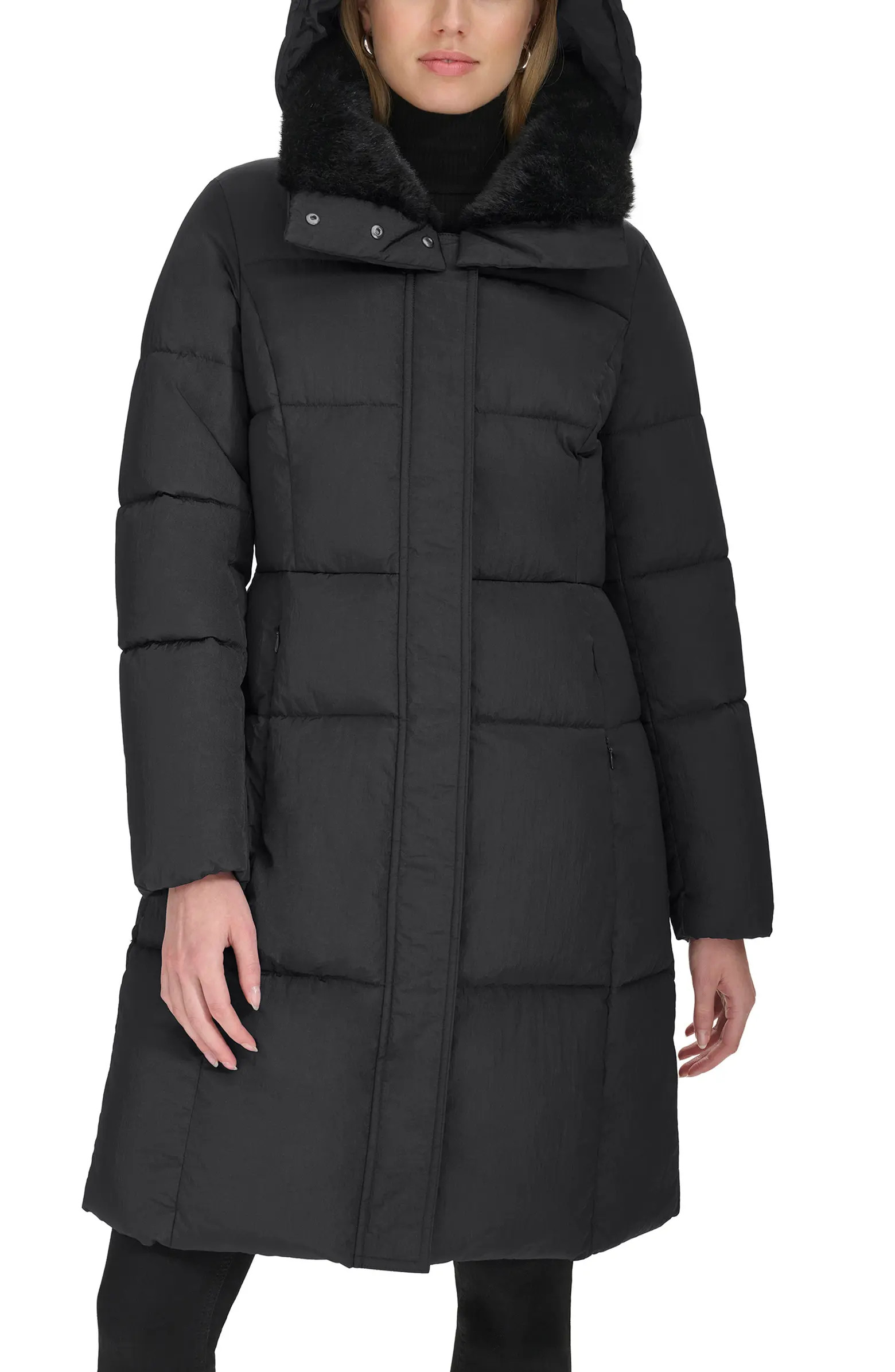 Channel Quilted Shimmer Nylon Puffer Coat with Removable Hood | Nordstrom