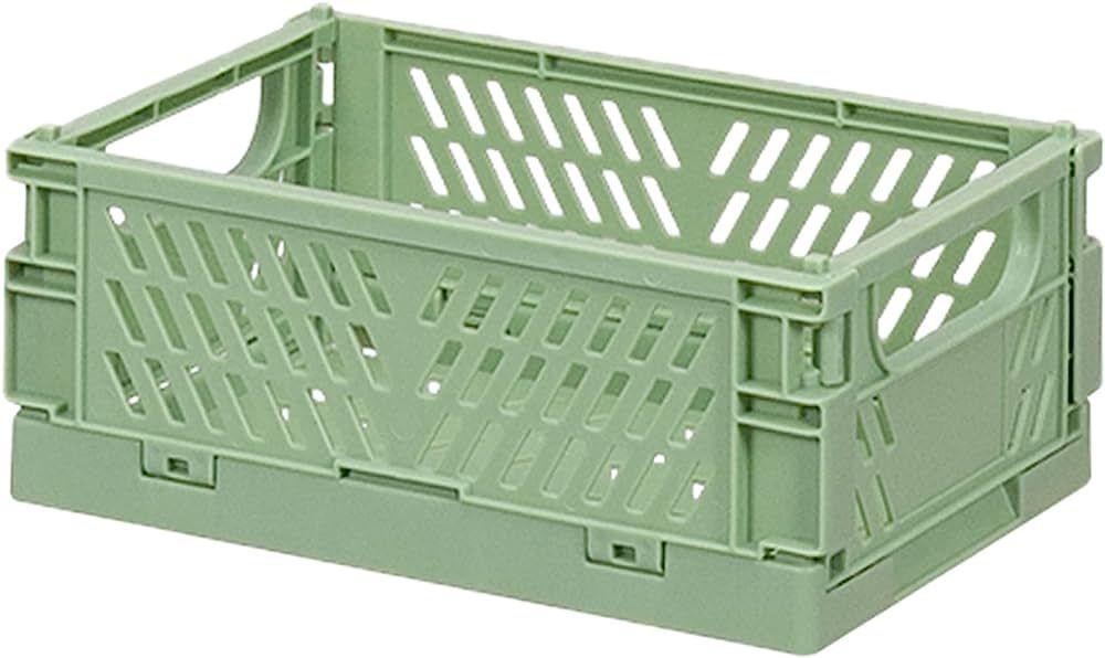 Medium Plastic Baskets for Shelf Storage Organizing Durable and Reliable Folding Storage Crate Id... | Amazon (US)