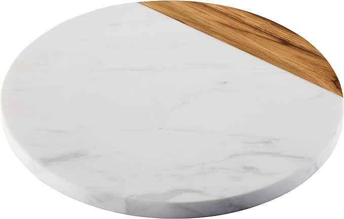 Amazon.com | Anolon 46648 Pantryware White Marble/Teak Wood Serving Board, 10-Inch Round: Serving... | Amazon (US)