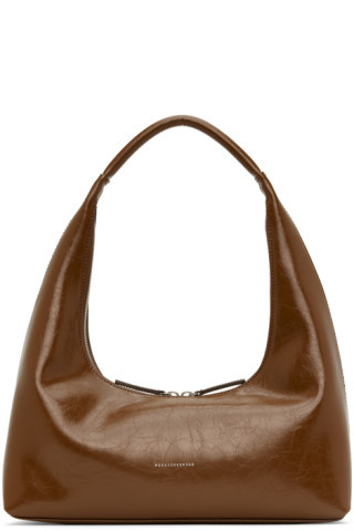 Brown Medium Crinkled Shoulder Bag | SSENSE