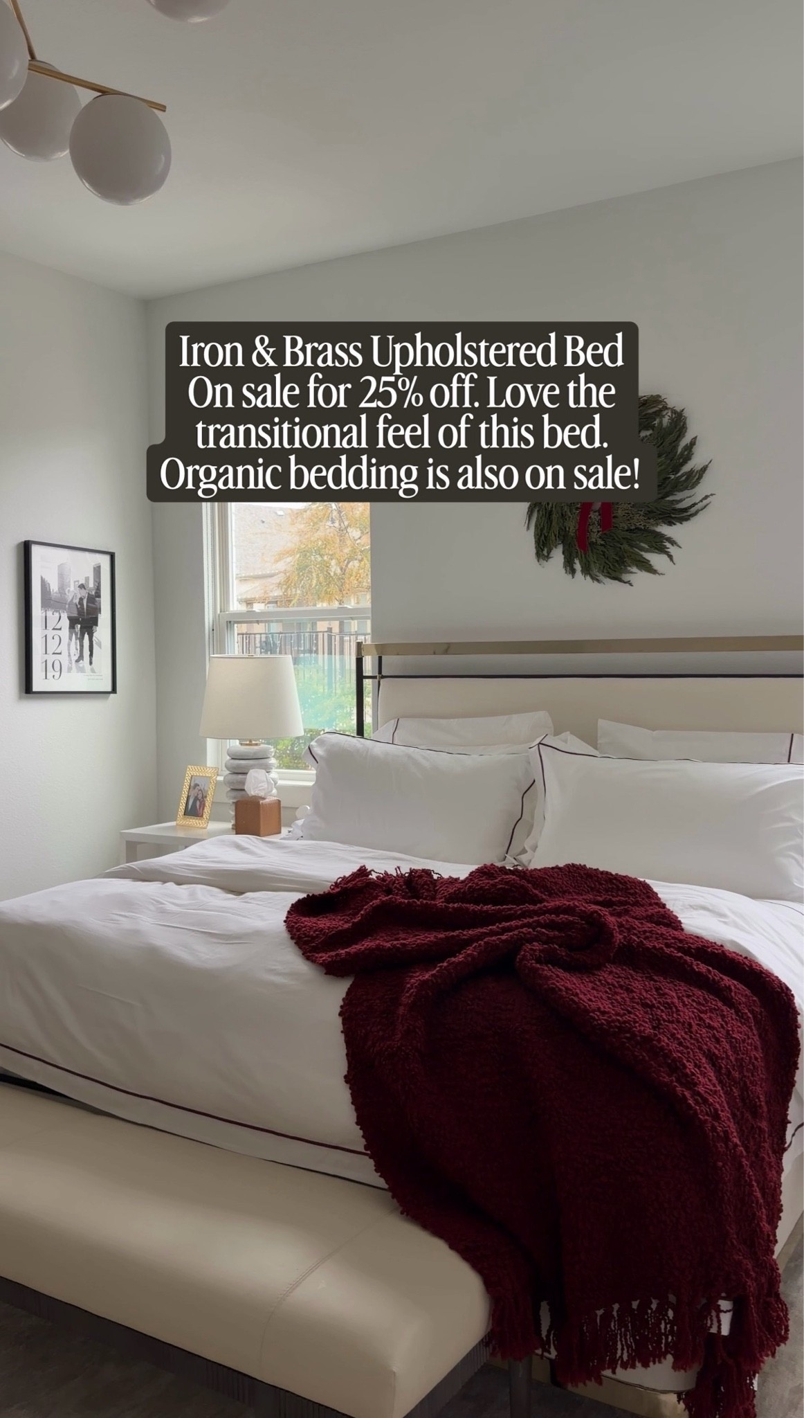 Iron and brass upholstered bed on sale for Memorial Day weekend! Love how this has a slightly modern look with clean lines but is still a timeless piece. Our organic bedding is also on sale! We swear by boll and branch bedding because it’s soft and cooling.

#LTKSaleAlert #LTKHome