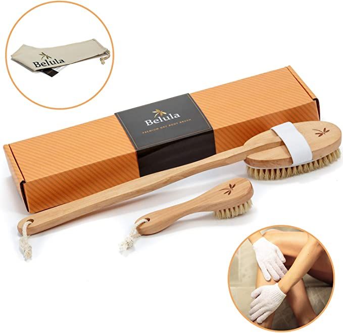 Amazon.com : Belula Premium Dry Brushing Body Brush Set- Natural Boar Bristle Body Brush, Exfolia... | Amazon (US)