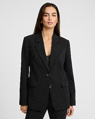 Embellished Two Button Relaxed Blazer | Express