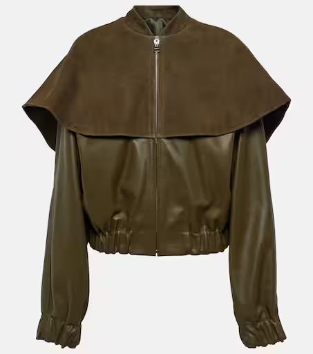 Suede-trimmed leather bomber jacket | Mytheresa (US/CA)