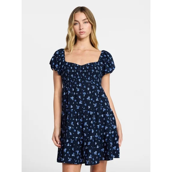 No Boundaries Bubble Sleeve Babydoll Dress, Women’s XXS-XXL | Walmart (US)