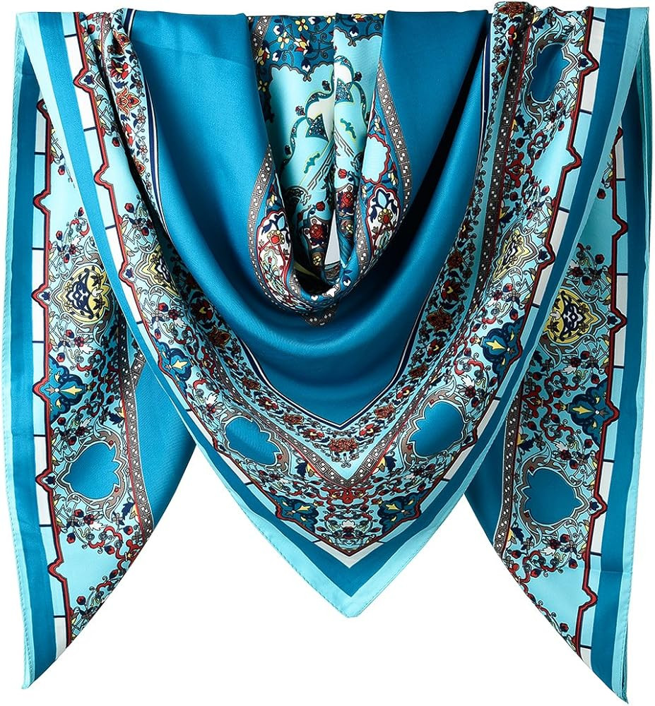 corciova XL 40x40 Inch Extra Large Silk Satin Scarf Tops for Women Head Wraps Shirt Bandana Curly... | Amazon (US)