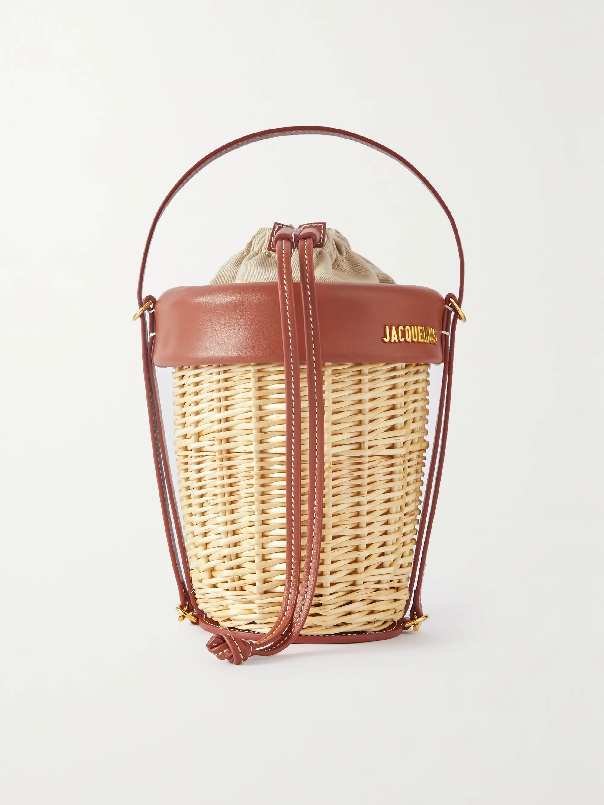 Borsa a secchiello in rafia con finiture in pelle Le Panier | NET-A-PORTER (UK & EU)